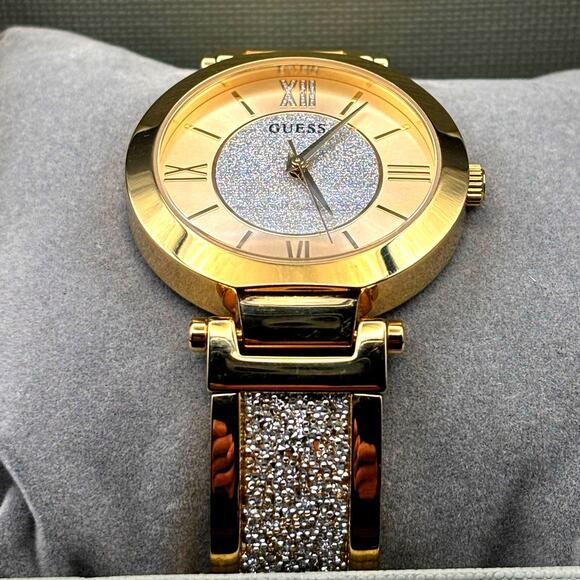 Guess Aurora Women\'s Gold-Tone Stainless Steel & Zwarovski Crystals Bangle Watch main image 14
